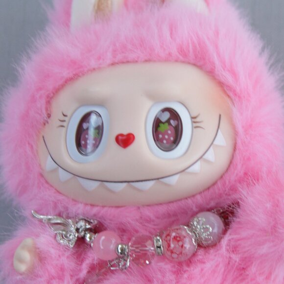 Custom Labubu Inspired The Monsters Pink Vinyl Plush Pendant - Picture 2 of 6